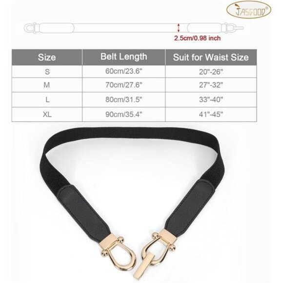 Stretch Skinny Waist Belt Gold Buckle Elastic Dress Belt for Women Outfits - Picture 6 of 7